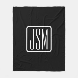 Cobertor De Velo Iniciais Modernos Monogramados | Preto & Branco