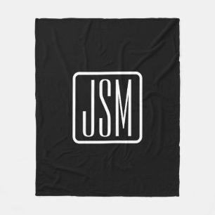 Cobertor De Velo Iniciais Monogramadas Modernas Preto e Branco