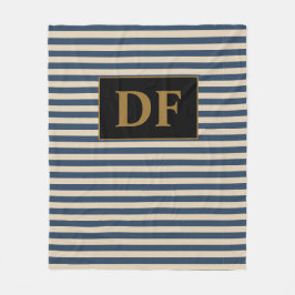 Cobertor De Velo Iniciais Personalizados - Bandas Azuis/Vanilla