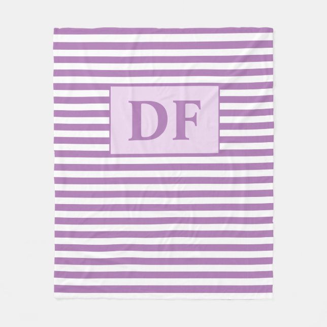 Cobertor De Velo Iniciais Personalizados - Linhas Roxas/Brancas (Frente)