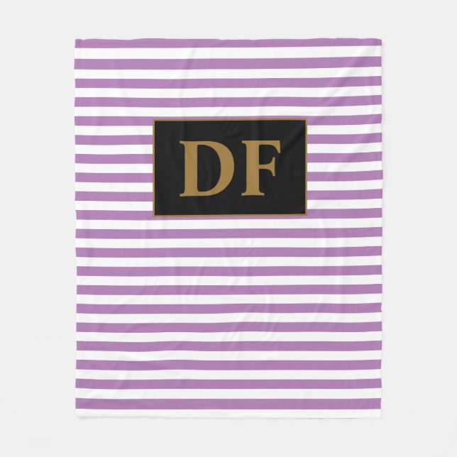Cobertor De Velo Iniciais Personalizados - Linhas Roxas/Brancas (Frente)