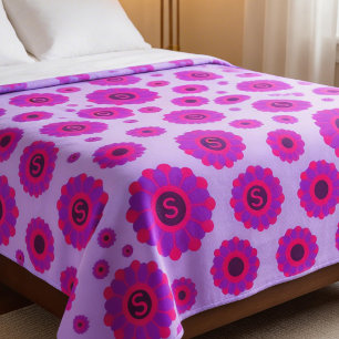 Cobertor De Velo Inicial Floral Rosa Roxo Magenta