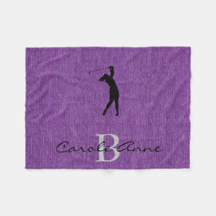 Cobertor De Velo Inicial, Nome Golfer Purple Denim Impressão