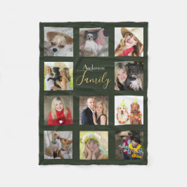 Cobertor De Velo Instagram o Moss GREEN Photo Blanket Collage