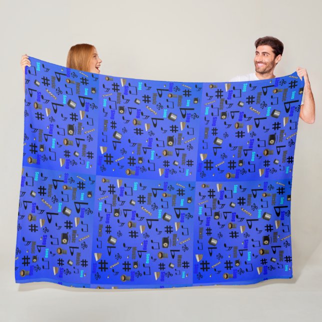 Cobertor De Velo Instrumentos E Notas Musicais Azuis, (In Situ)