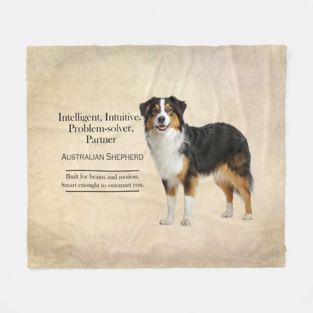Cobertor De Velo Inteligência do Australian Shepherd Blue Merle (Frente (Horizontal))