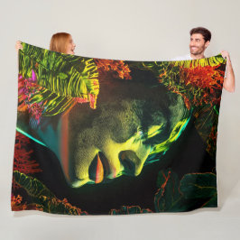 Cobertor De Velo Intricate Neon Woman , Arte Vibrante Coralpunk