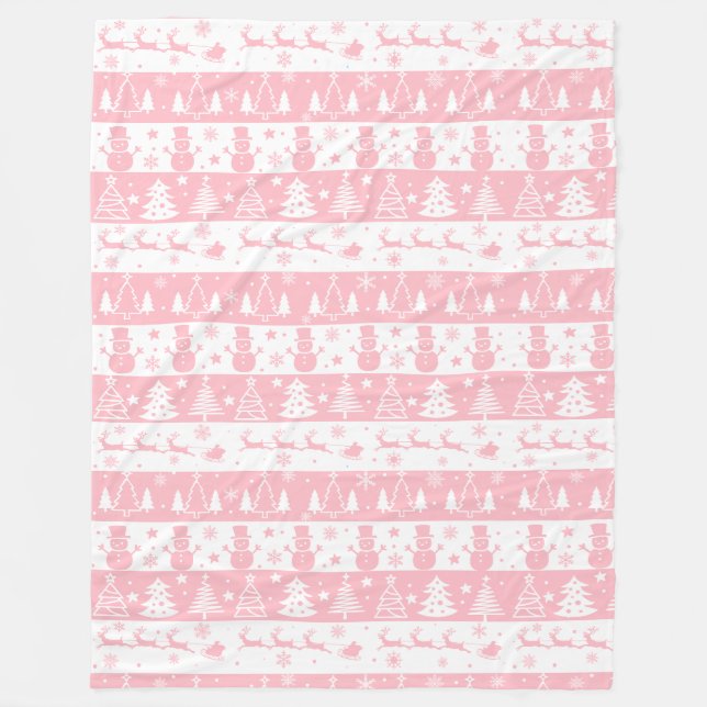 Cobertor De Velo Inverno de Natal Rosa e Bonito (Frente)