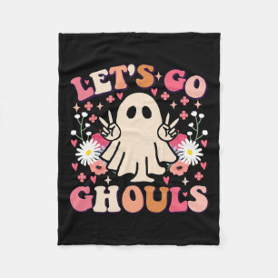 Cobertor De Velo Ir Ghouls Retro Fantasma Floral Groovy Halloween