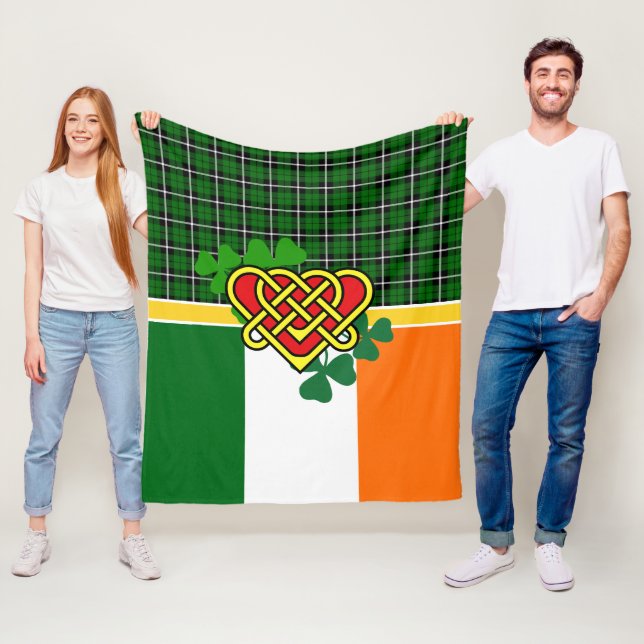 Cobertor De Velo Ireland Tartan, flag, Celtic Heart shamrock, Irish (In Situ)