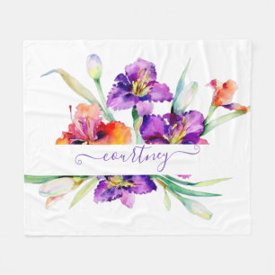 Cobertor De Velo Íris personalizada em aquarela roxa