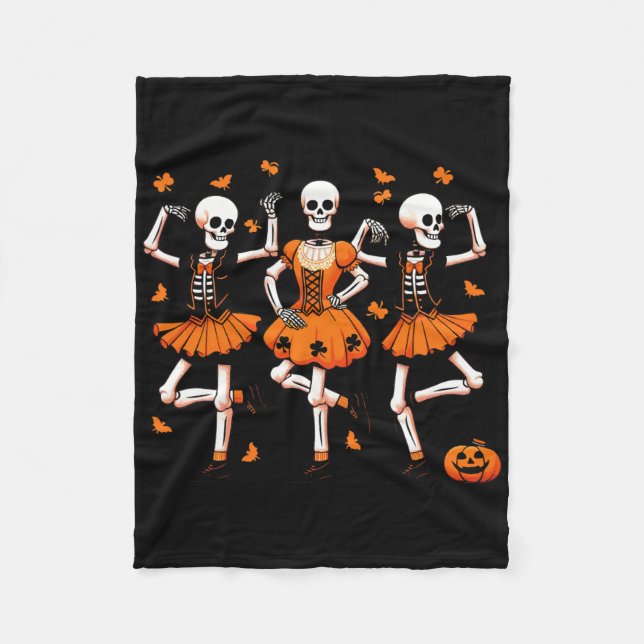 Cobertor De Velo Irlandês Dançando Esqueletos Spooky Dance Hallowee (Frente)