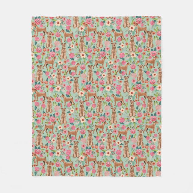 Cobertor De Velo Irlandês Terrier Floral Blanket - cachorros giros  (Frente)