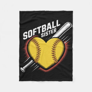 Cobertor De Velo Irmã de Softball Vida Fastpitch Coração Com Bastão