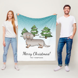 Cobertor De Velo Isabella & Tan Long Hair Dachshund Forest