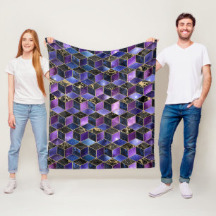 Cobertor De Velo Isométrica aquosa com Galáxia Dourada e Marble