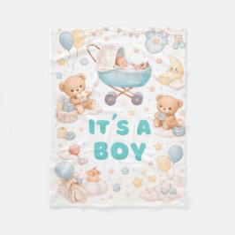 Cobertor De Velo It’s a Boy Baby Announcement Design