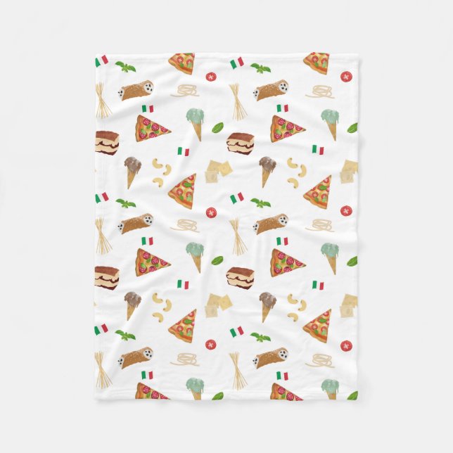 Cobertor De Velo Italian Food Pizza Pasta Tiramisu Pattern (Frente)