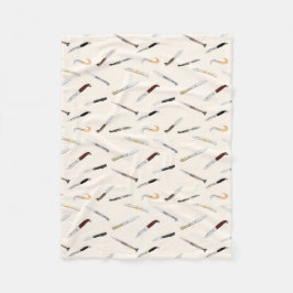 Cobertor De Velo Italian Vintage Knives Illustrated Pattern Fleece 