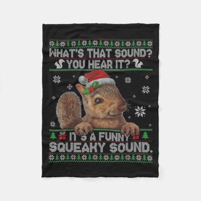 Cobertor De Velo It's A Funny Squeaky Sound Christmas Squirrel Swea (Frente)