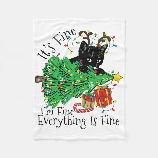 Cobertor De Velo It's Fine I'm Fine Everything Is Fine Fun Christma (Frente)