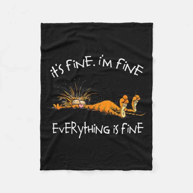 Cobertor De Velo It's Fine I'm Fine Everything Is Fine Funny Cat Lo (Frente)