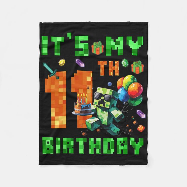 Cobertor De Velo It's My 11th Birthday Pixel Number Video Game Game (Frente)