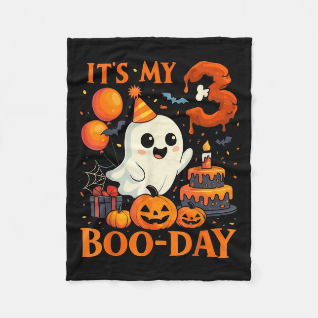 Cobertor De Velo It's My 3rd Boo-day Birthday Halloween Ghost 3 Yea (Frente)
