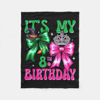 Cobertor De Velo It's My 8th Birthday Witch Nk And Green Bow Croche