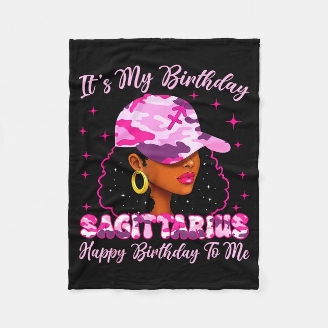 Cobertor De Velo It's My Birthday Sagittarius Black Woman Nk Camo  (Frente)