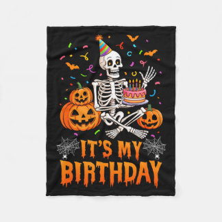 Cobertor De Velo Its My Birthday Skeleton Happy Halloween Birthday 