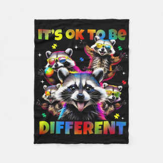 Cobertor De Velo It's Ok To Be Different Autistic Raccoon Autism Aw