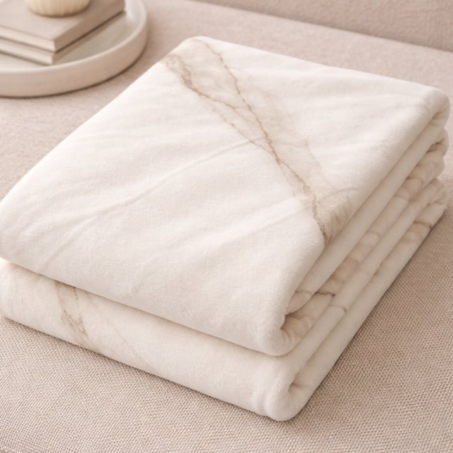 Cobertor De Velo Ivory Quarry Veins Fleece Blanket (Quarried lines in ivory and taupe for refined everyday layering)