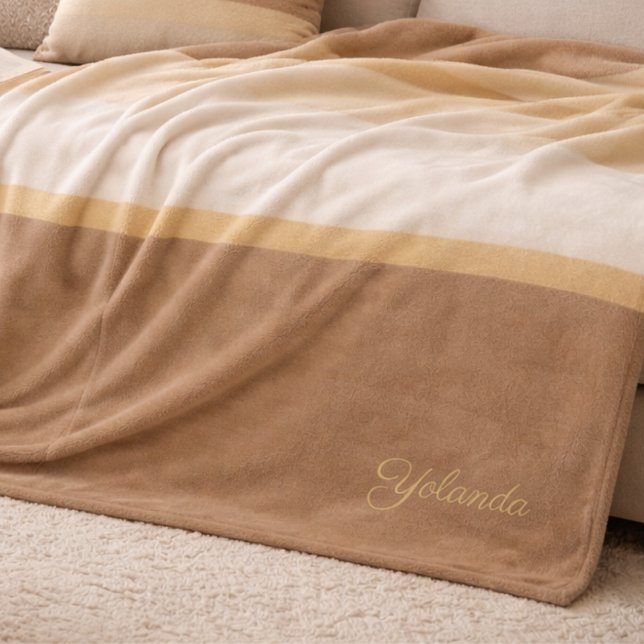 Cobertor De Velo Ivory Sand Gradient Fleece Blanket (Sandy beige fading into pale ivory with a soft champagne line for layered neutral spaces.)