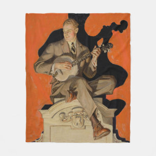 Cobertor De Velo J.C. Leyendecker Tocador de Banjo 1920 Arte Art Dé
