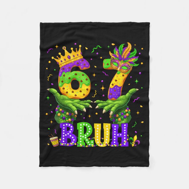 Cobertor De Velo Jacaré Seis Sete Bruh 6 7 Meme Mardi Gras Carnaval (Frente)