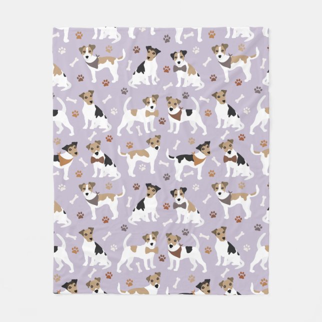 Cobertor De Velo Jack Russell Terrier Paws e Ossos Fleece Blanket (Frente)