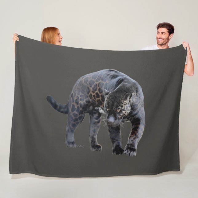 Cobertor De Velo Jaguar Diablo gray fleece blanket (In Situ)