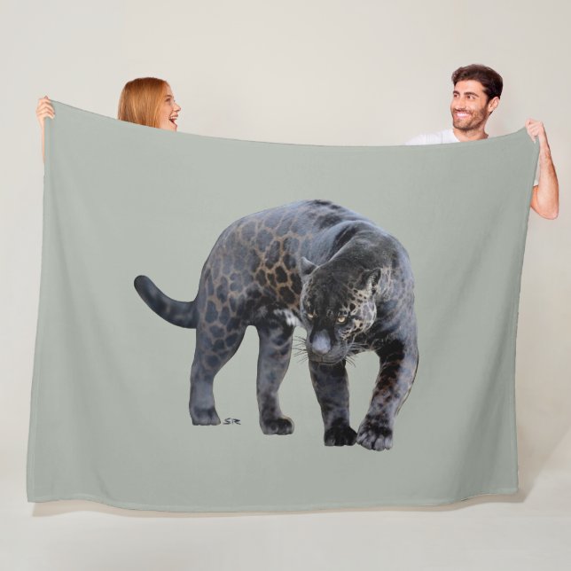 Cobertor De Velo Jaguar Diablo light gray fleece blanket (In Situ)