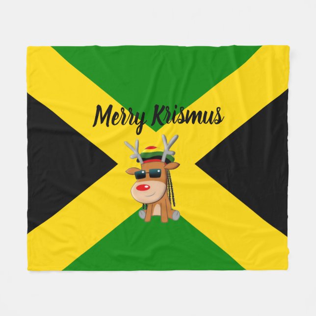 Cobertor De Velo Jamican Reindeer Christmas Blanket (Frente (Horizontal))