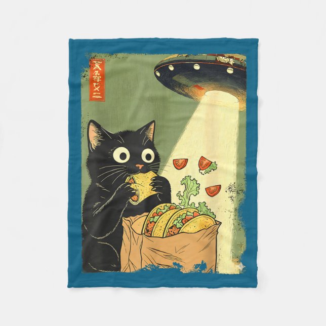 Cobertor De Velo Japanese UFO Tacos Cat Anime (Frente)