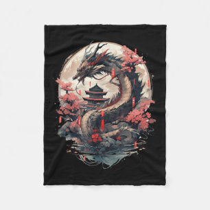 Cobertor De Velo Japonês - Aestic Dragon Japonês Art Japan Tatto