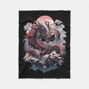 Cobertor De Velo Japonês - Aestic Dragon Japonês Art Japan Tatto