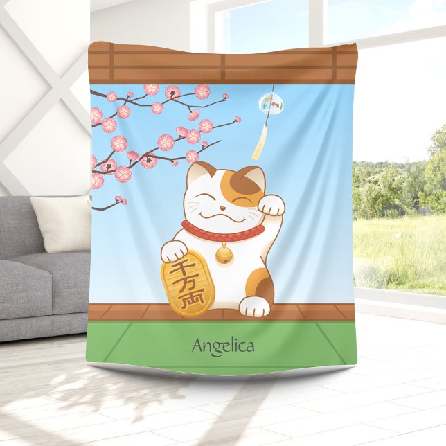 Cobertor De Velo japonês Lucky Calico Cat, Maneki Neko (Criador carregado)