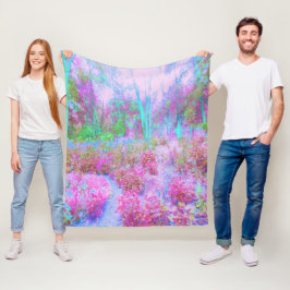 Cobertor De Velo Jardim Abstrato de Rosa Impressionista e Turquesa