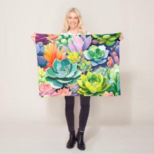 Cobertor De Velo Jardim Botânico Suculento de Verão Colorido