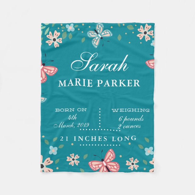 Cobertor De Velo Jardim de Borboleta Nascença Nascença Fleece (Frente)