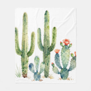 Cobertor De Velo Jardim de Cactus do Deserto em Aquarela