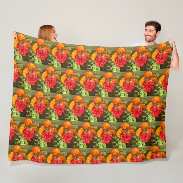 Cobertor De Velo Jardim De Flor Laranja E Vermelho (In Situ)