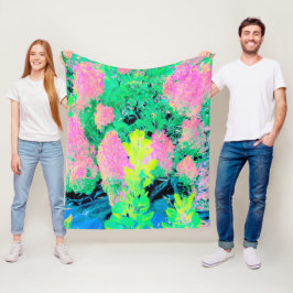 Cobertor De Velo Jardim de Hydrangea rosa com folhagem amarela